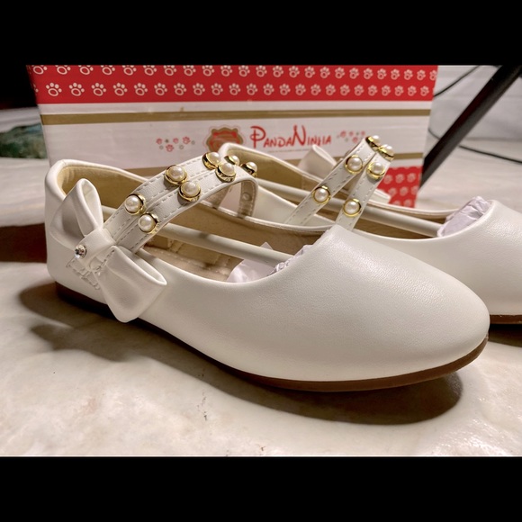 PANDANINJIA Girl's Toddler/Little Kid Cheryl Bow Princess Flower Ballerina Flats - Picture 2 of 8